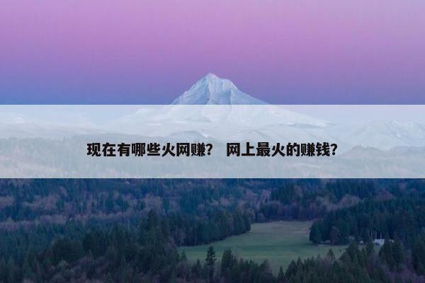 现在有哪些火网赚？ 网上最火的赚钱？