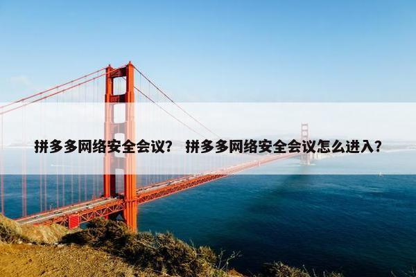 拼多多网络安全会议？ 拼多多网络安全会议怎么进入？