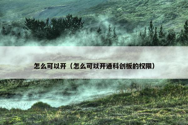 怎么可以开（怎么可以开通科创板的权限）
