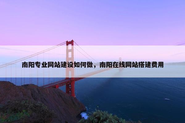 南阳专业网站建设如何做，南阳在线网站搭建费用