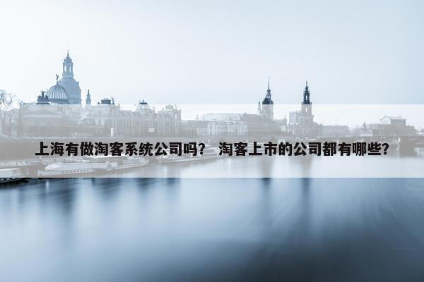 上海有做淘客系统公司吗？ 淘客上市的公司都有哪些？