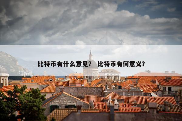 比特币有什么意见？ 比特币有何意义？