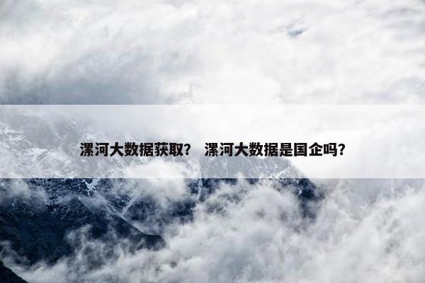 漯河大数据获取？ 漯河大数据是国企吗？