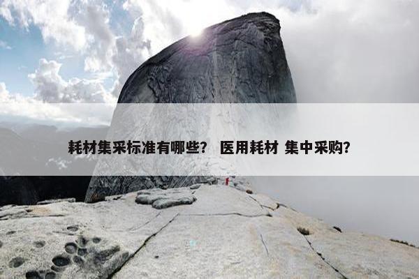 耗材集采标准有哪些？ 医用耗材 集中采购？