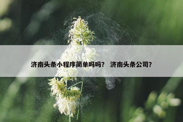 济南头条小程序简单吗吗？ 济南头条公司？