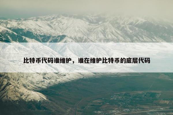 比特币代码谁维护，谁在维护比特币的底层代码