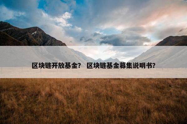 区块链开放基金？ 区块链基金募集说明书？
